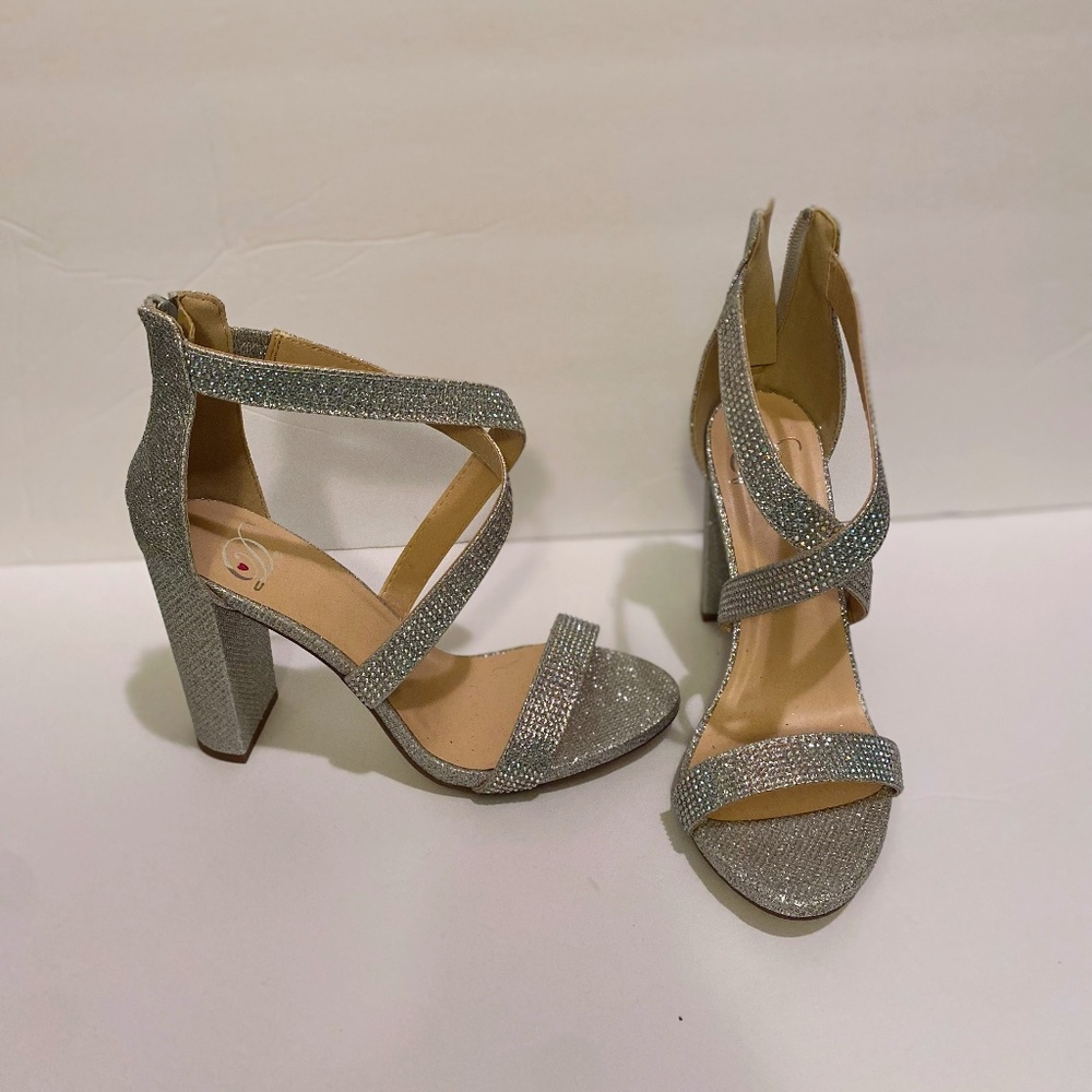 Silver Rhinestone Heels